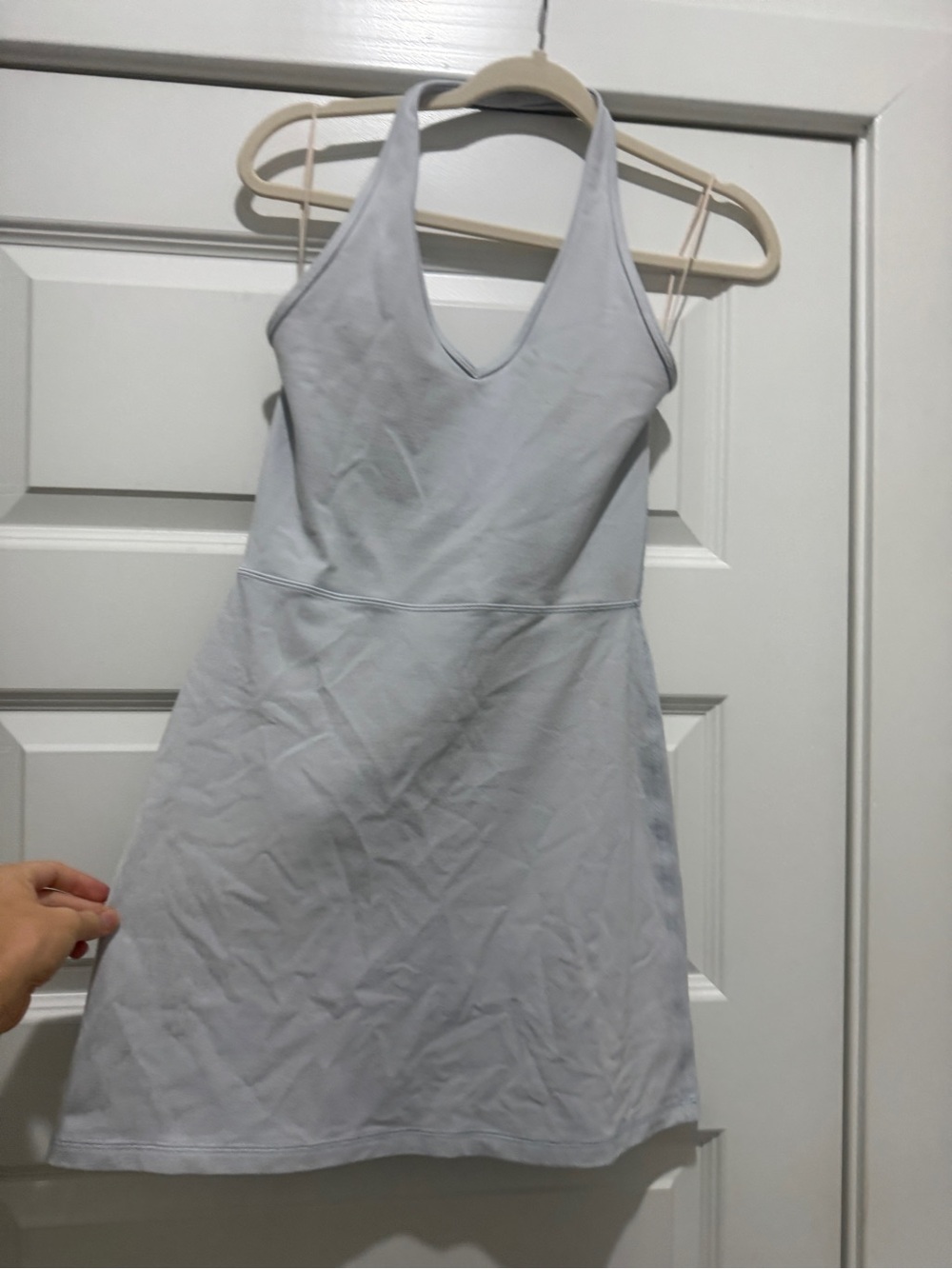 Aritzia Light Gray V-Neck Halter Mini Dress